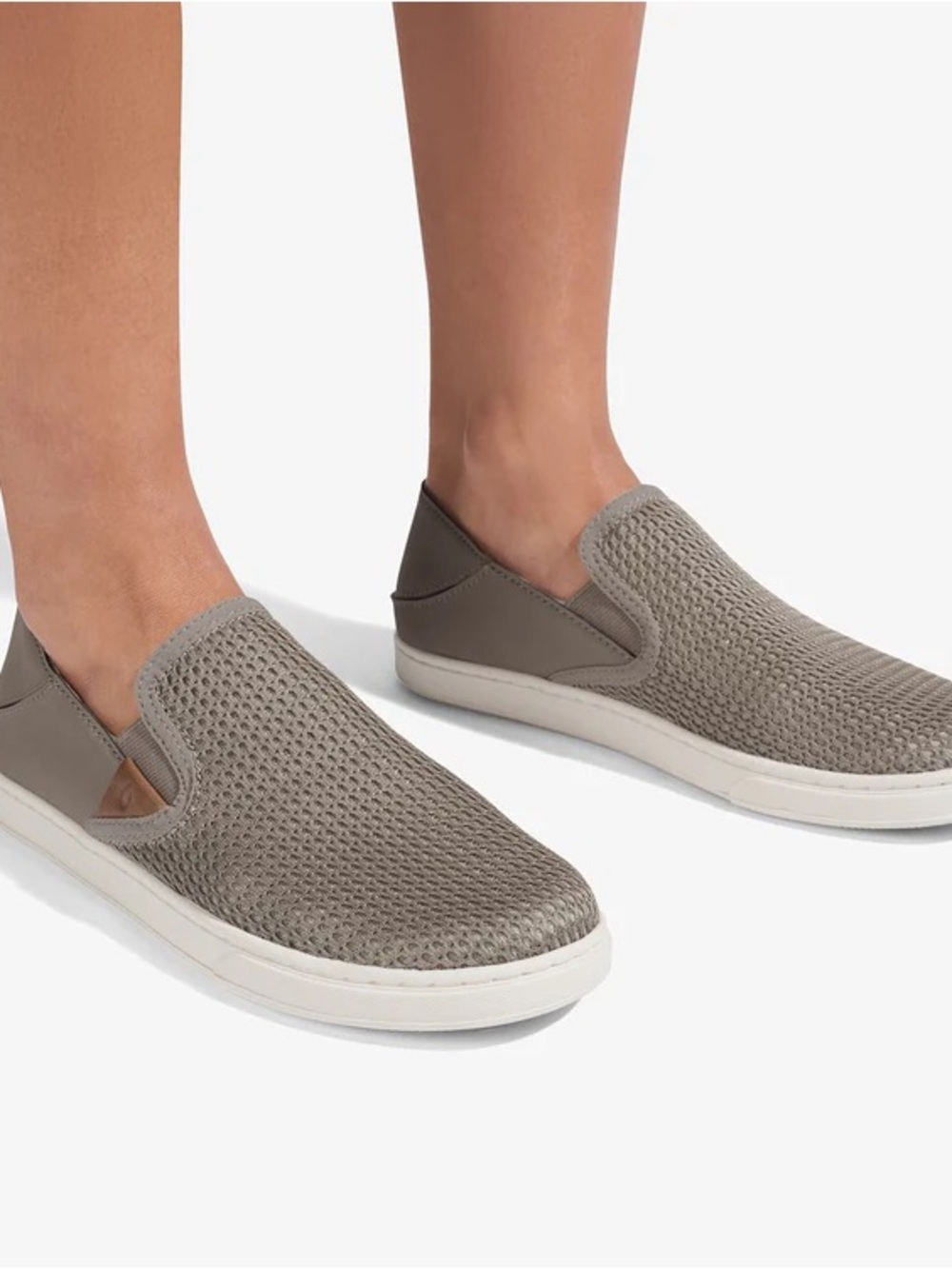Olukai Women's Pehuea Casual Slip On Mesh Comfort Sneakers Taupe Grey Size 9.5